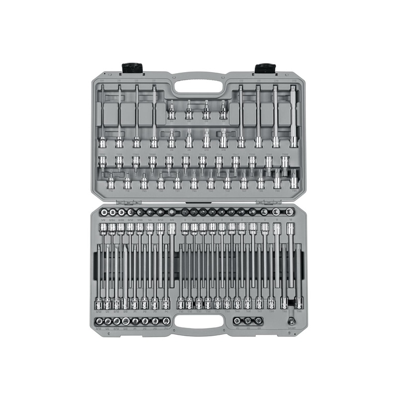 110-Piece 3/8 Inch Drive Hex, Torx, TR Torx, Phillips, Slotted, Square, Triple Square Bit Socket Set