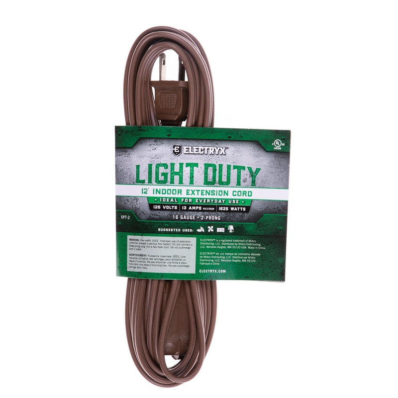 12ft Light Duty Indoor Extension Cord – 16 Gauge