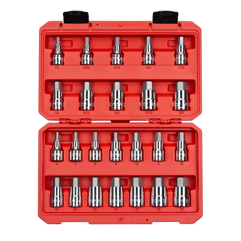 24-Piece 1/2 Inch Drive Hex Bit Socket Set (1/4-3/4 in., 6-19 mm)
