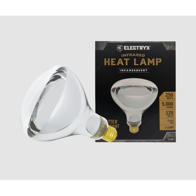 250W Infrared Splatter Resistant Incandescent Heat Lamp – Clear