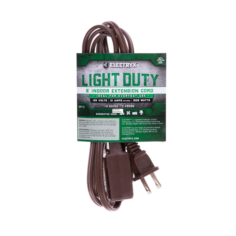 6ft Light Duty Indoor Extension Cord – 16 Gauge
