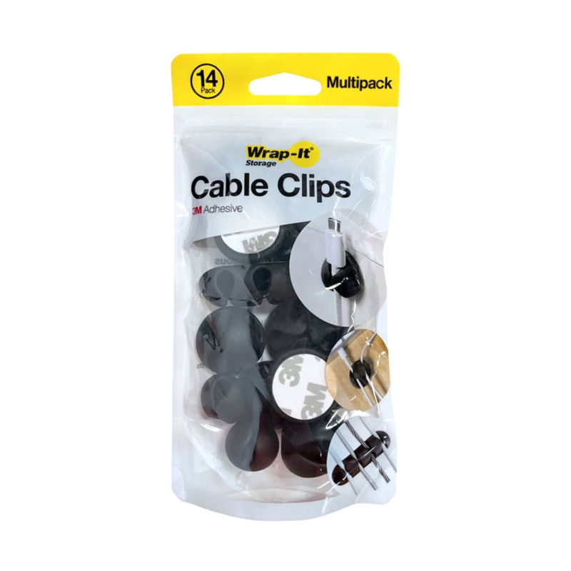 Assorted Cable Clips Black – 14 Pack