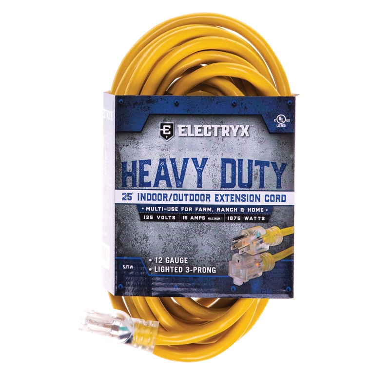 Heavy Duty Indoor/Outdoor Extension Cord – 12 Gauge – Yellow
