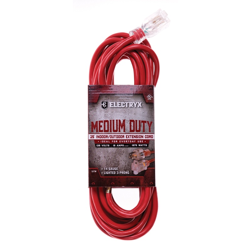 Medium Duty Indoor/Outdoor Extension Cord – 14 Gauge – Red