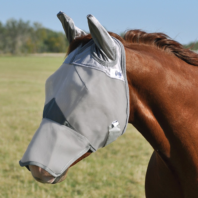 Crusader Fly Mask Long Nose with Ears – Grey