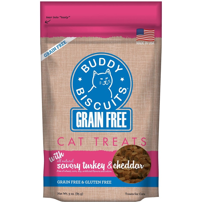 Grain Free Buddy Biscuits for Cats (Savory Turkey & Cheddar) – 3oz