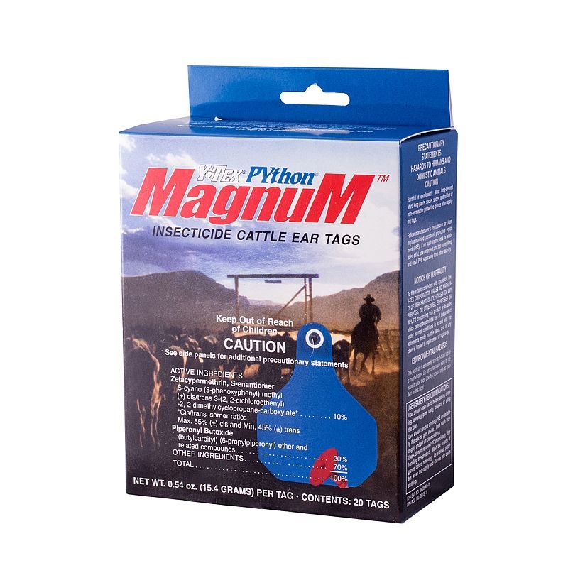 Python Magnum Insecticide Cattle Ear Tags – 20 Pack