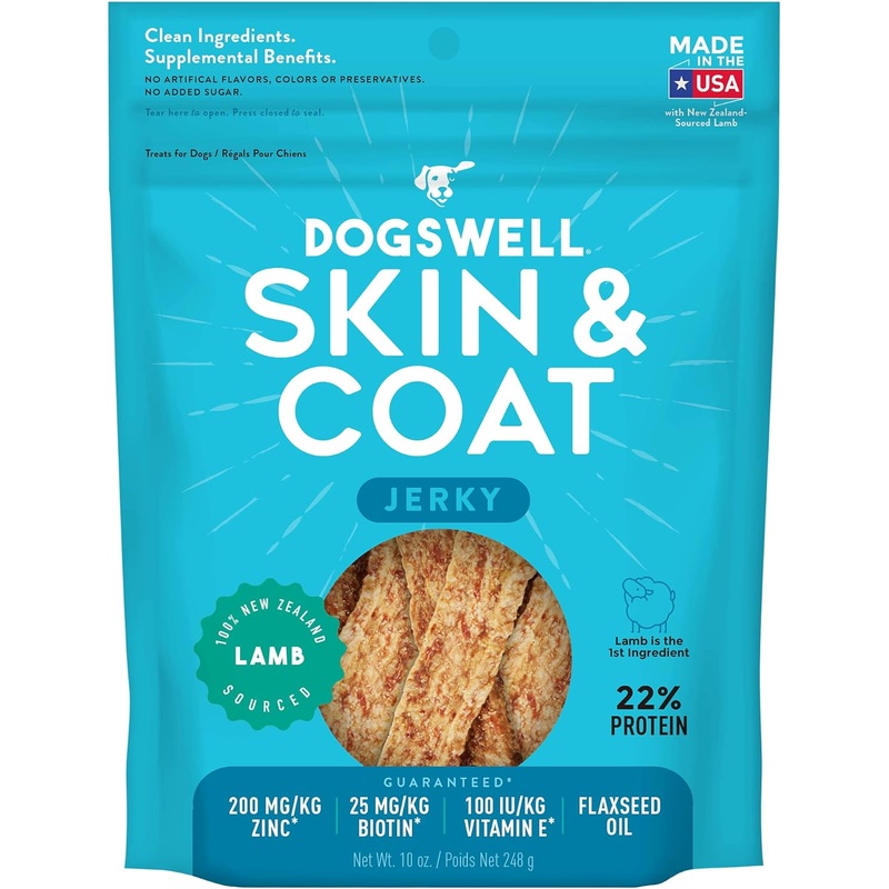 Skin & Coat Jerky Dog Treats (Lamb Recipe) – 10oz