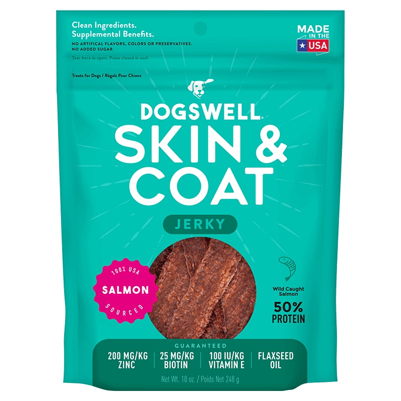 Skin & Coat Jerky Dog Treats (Salmon Recipe) – 10oz