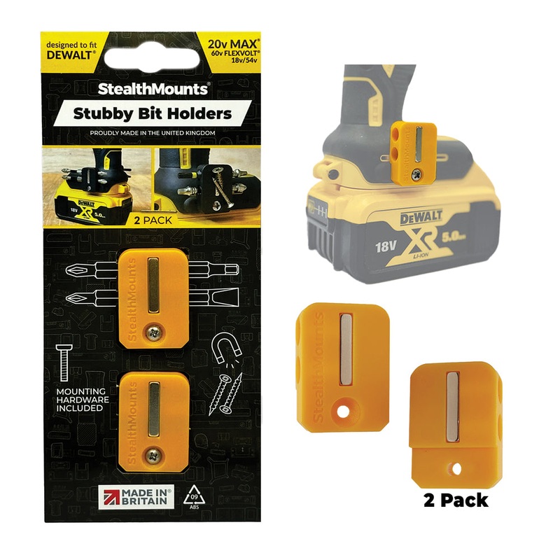 Stubby Magnetic Bit Holder For Dewalt XR & Flaxvolt Tools – Yellow