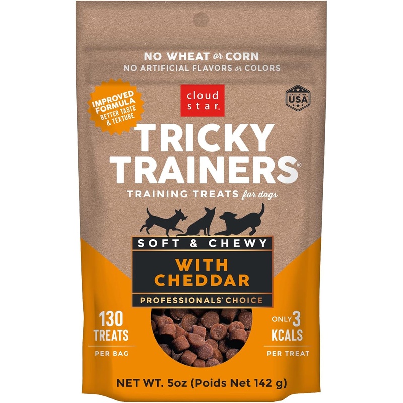 Tricky Trainers Soft & Chewy Dog Treats with Cheddar – 5oz & 14oz