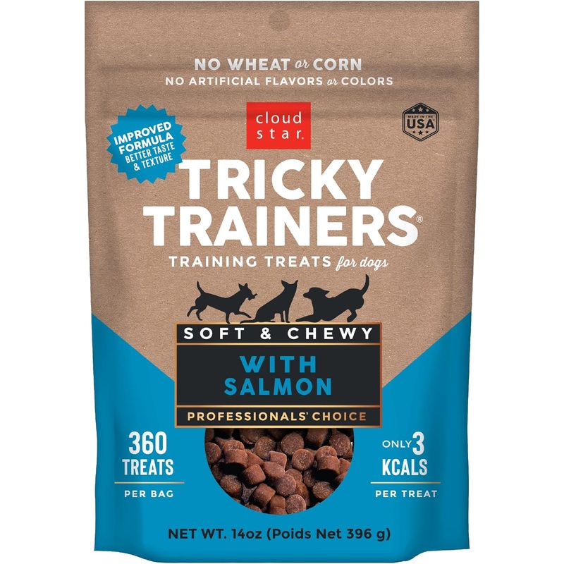 Tricky Trainers Soft & Chewy Dog Treats with Salmon – 5oz & 14oz