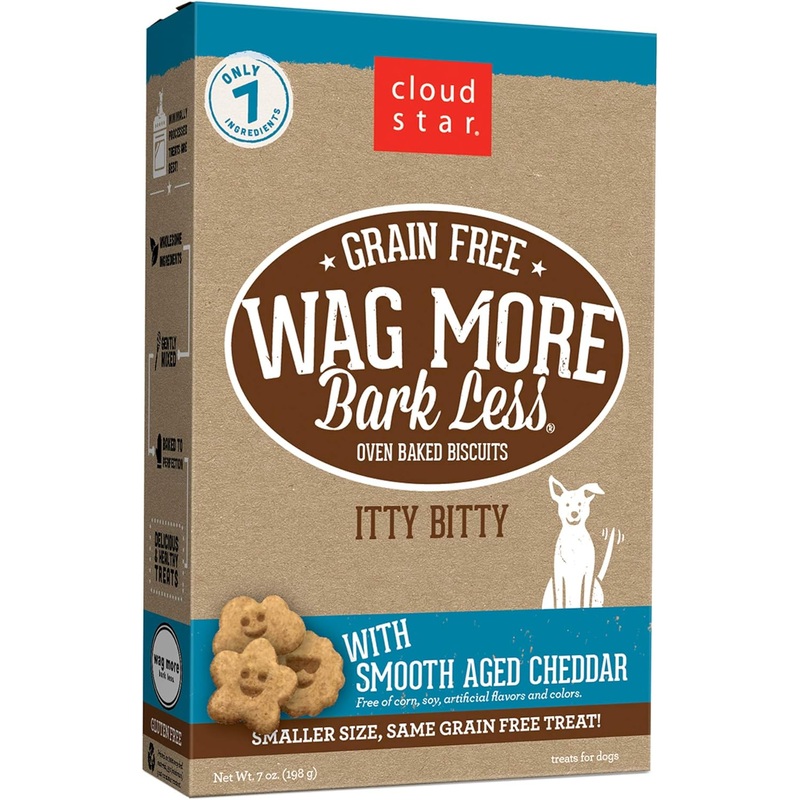 Wag More Bark Less Grain Free Itty Bitty Dog Biscuits (Smooth Aged Cheddar) – 7oz