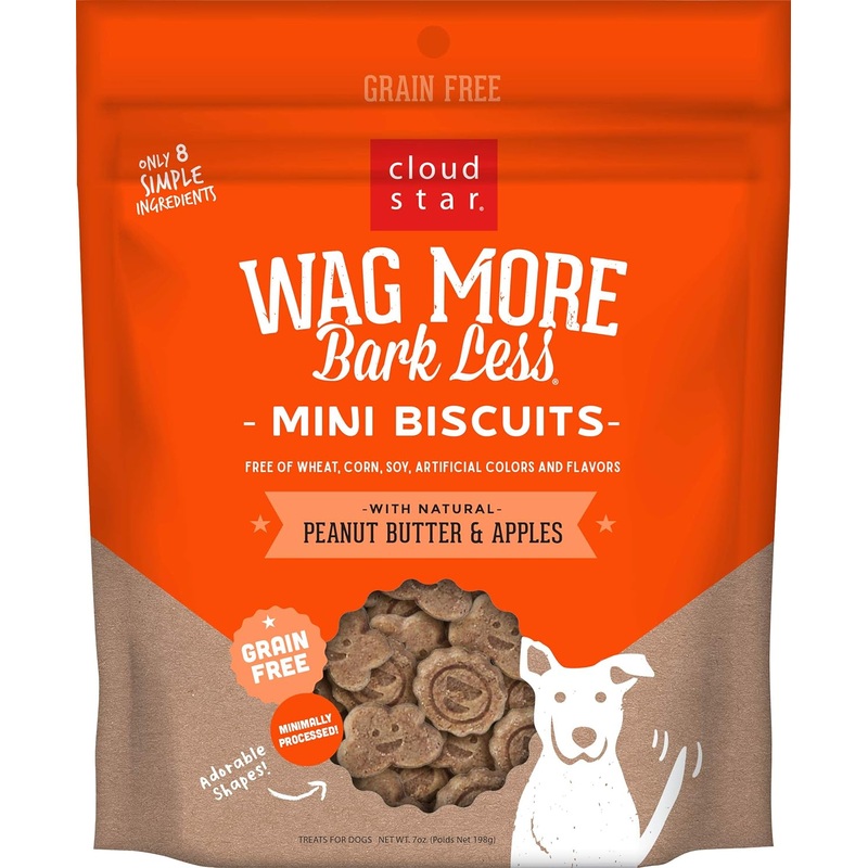 Wag More Bark Less Grain Free Mini Dog Biscuits (Peanut Butter & Apples) – 7oz