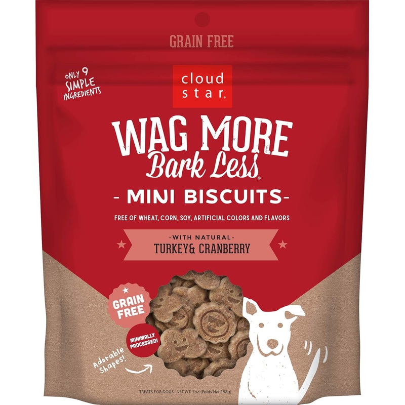 Wag More Bark Less Grain Free Mini Dog Biscuits (Turkey & Cranberry) – 7oz