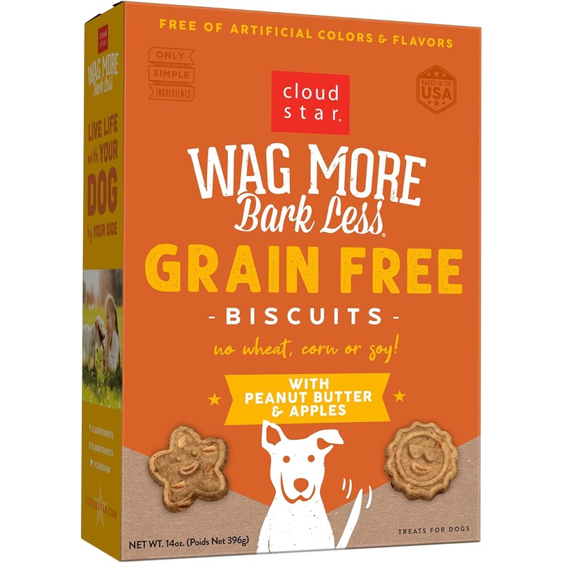 Wag More Bark Less Grain Free Oven Baked Dog Biscuits (Peanut Butter & Apples) – 14oz