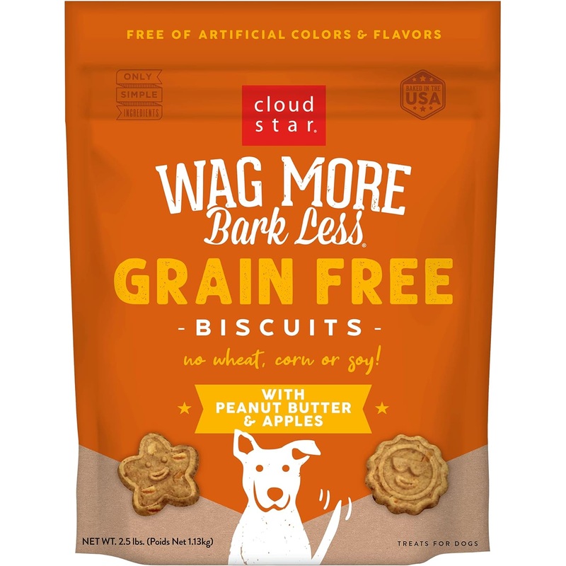 Wag More Bark Less Grain Free Oven Baked Dog Biscuits (Peanut Butter & Apples) – 2.5lbs