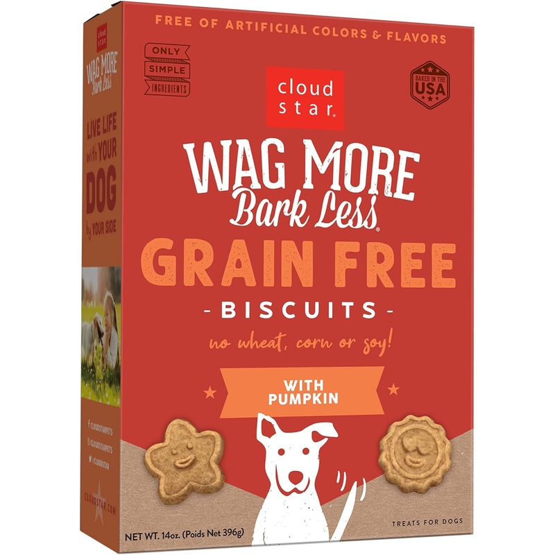 Wag More Bark Less Grain Free Oven Baked Dog Biscuits (Pumpkin) – 14oz
