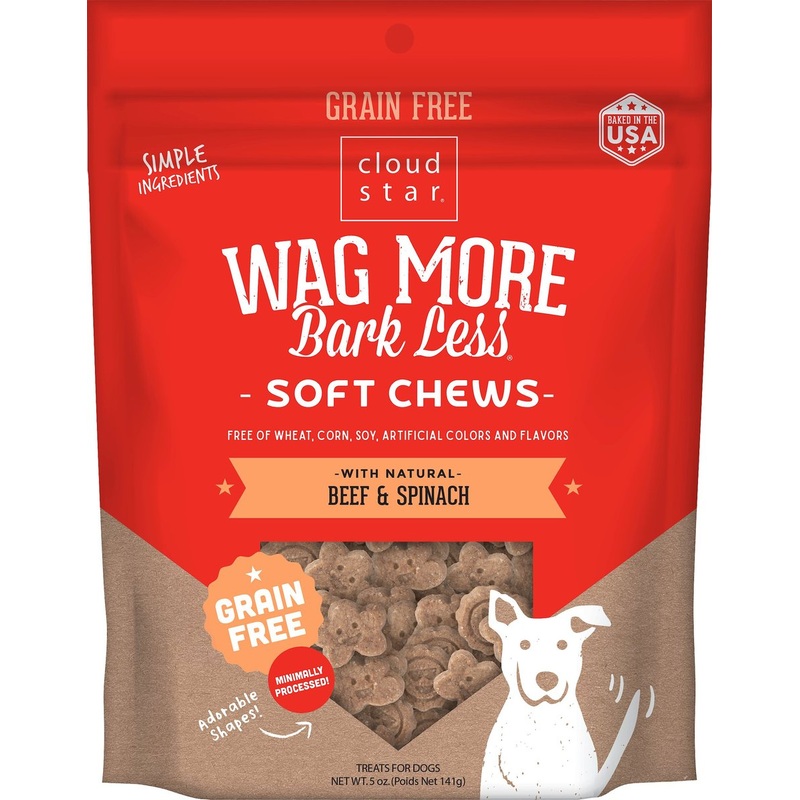 Wag More Bark Less Grain Free Soft & Chewy Beef & Spinach Dog Treats – 5oz