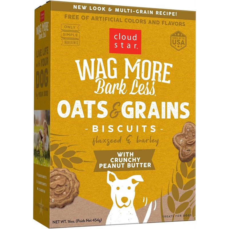 Wag More Bark Less Oven Baked Dog Biscuits (Crunchy Peanut Butter) – 16oz