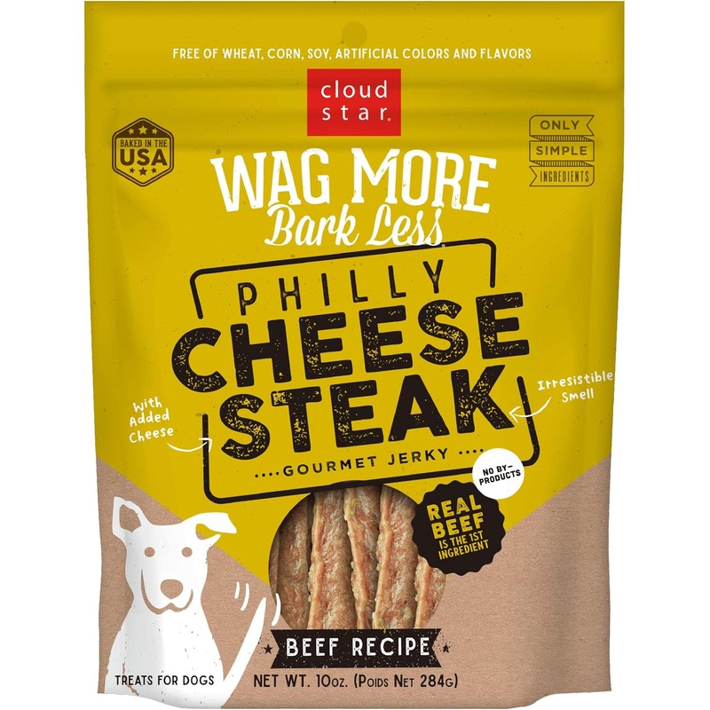 Wag More Bark Less Philly Cheesesteak Beef Jerky Dog Treats – 10oz