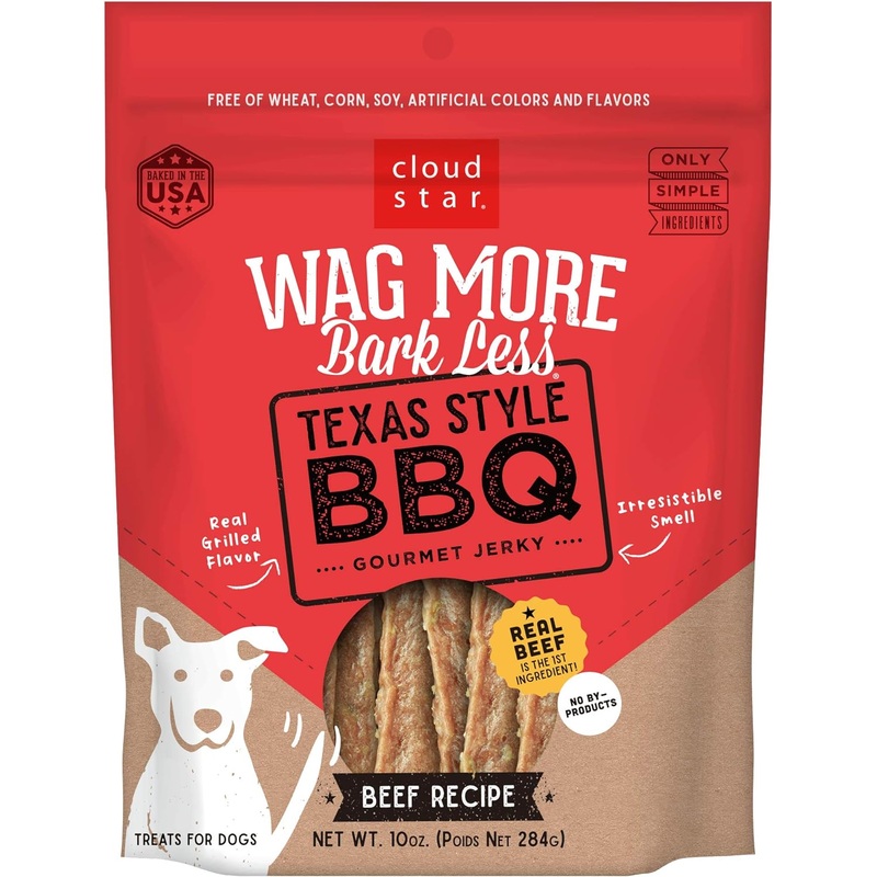 Wag More Bark Less Texas Style BBQ Grilled Beef Jerky Dog Treats – 10oz