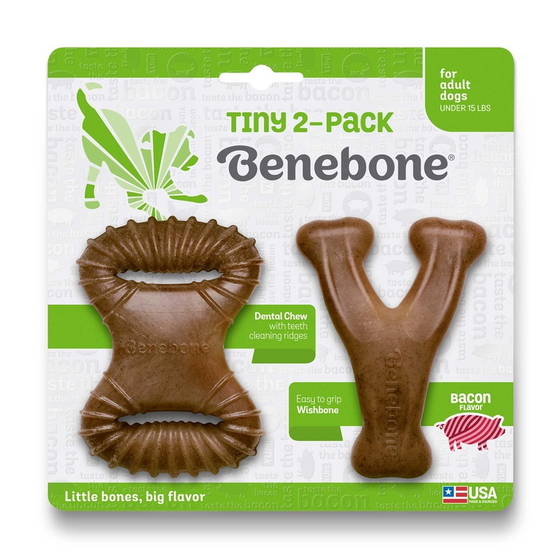 Dental Chew/Wishbone for Adult Dogs, Tiny, Bacon, 2 pack