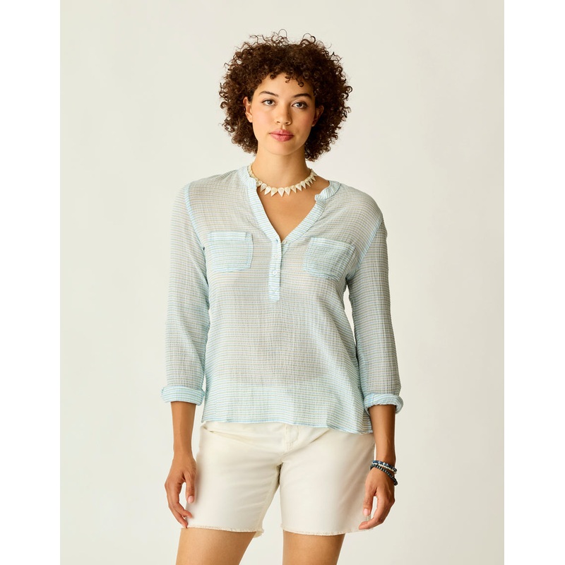 Dylan Gauze Shirt – Lagoon Stripe