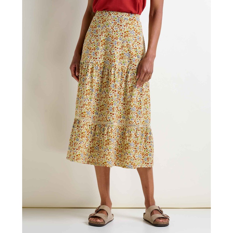 Marigold Tiered Midi Skirt – Cinnamon Ditsy Print