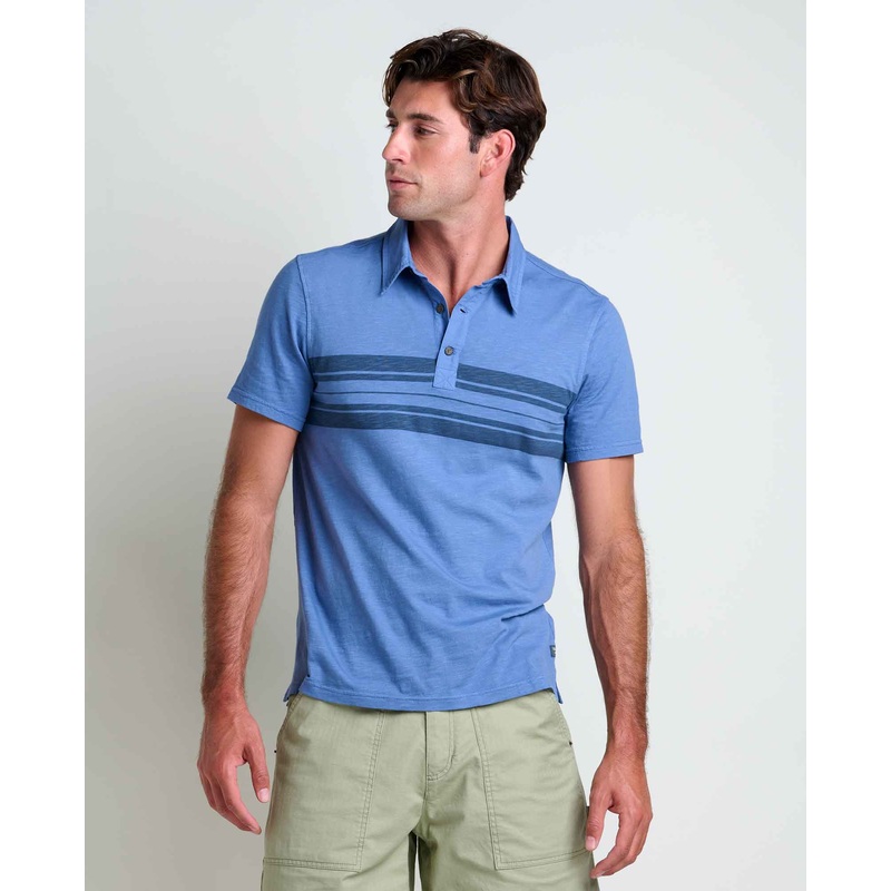 Men’s Primo Short Sleeve Polo – Kyanite Chest Stripe