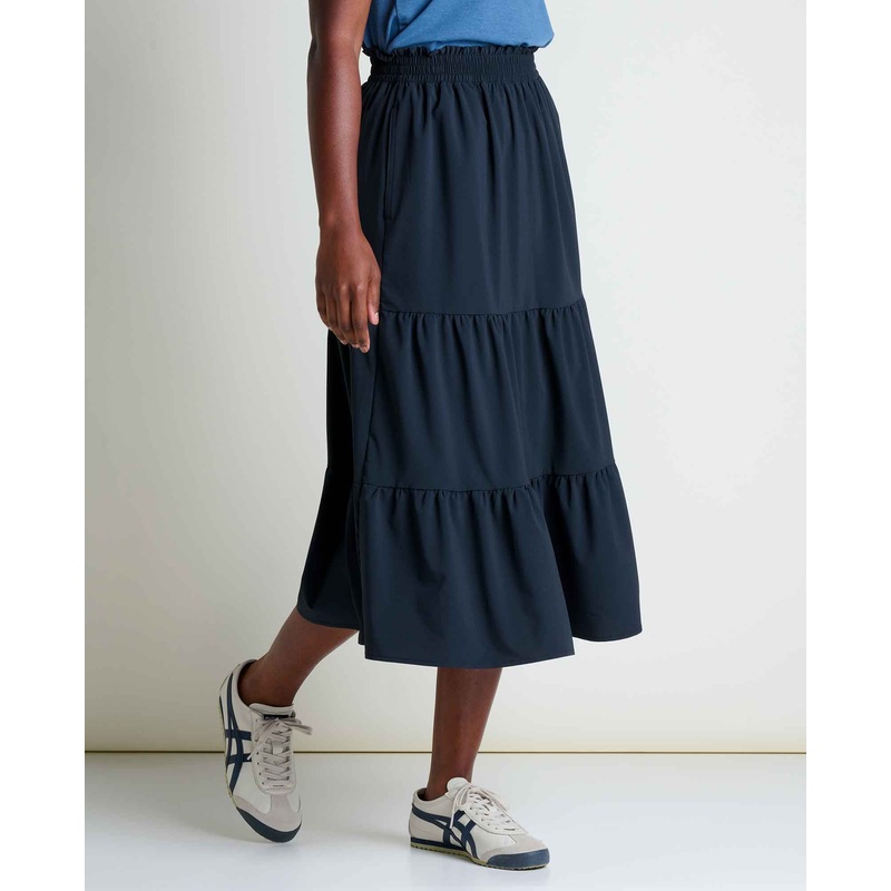 Sunkissed Tiered Midi Skirt – Black