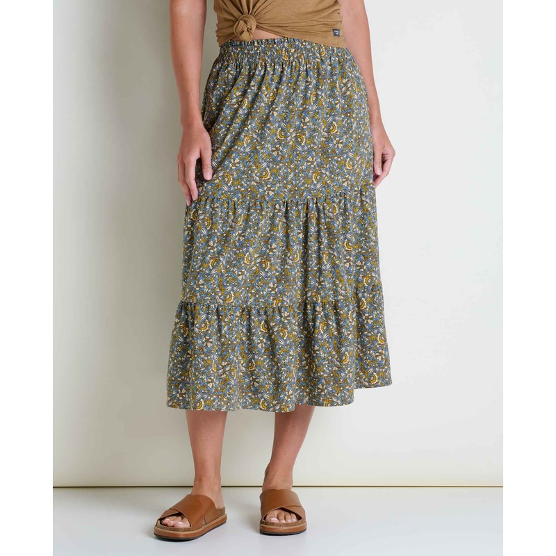 Sunkissed Tiered Midi Skirt – North Shore Vine Print