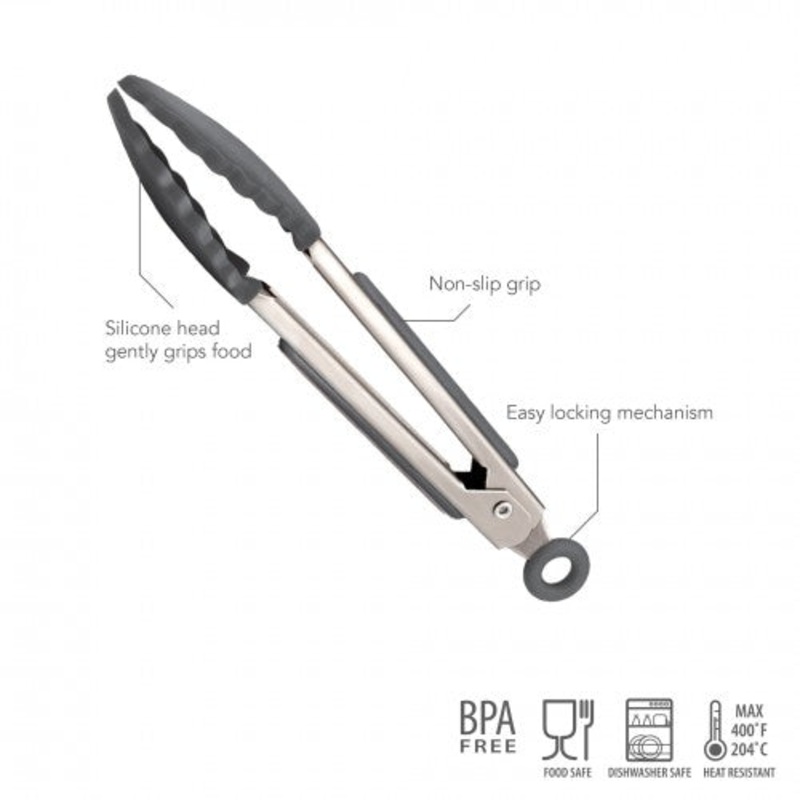 Mini Silicone Tongs|CHARCOAL