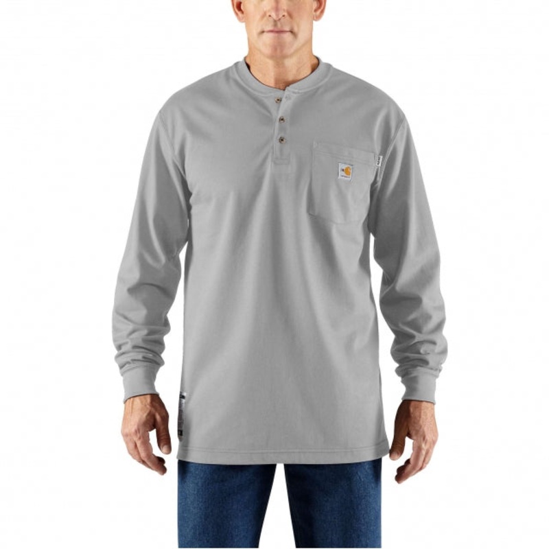 Men’s Flame-Resistant Frc Loose Fit Medium Weight Long-Sleeved Pocket Henley TSht