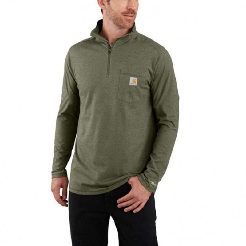 Men’s Force Relaxed Fit Medium Weight Long-Sleeved QZip T-Shirt