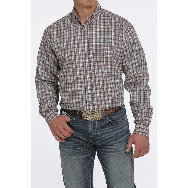 Men’s Plaid Button-Down Long Sleeve Western Shirt