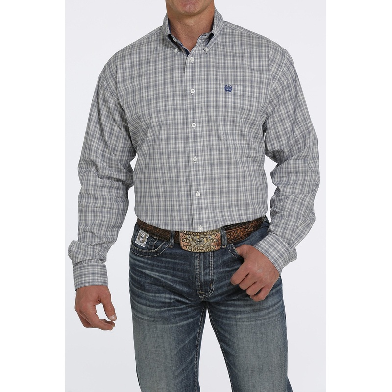 Men’s Stretch Plaid Button-Down Long Sleeve Western Shirt