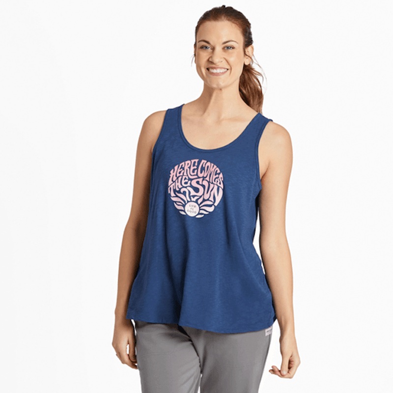 Women’s Trippy Here Comes the Sun Textured Slub Tank