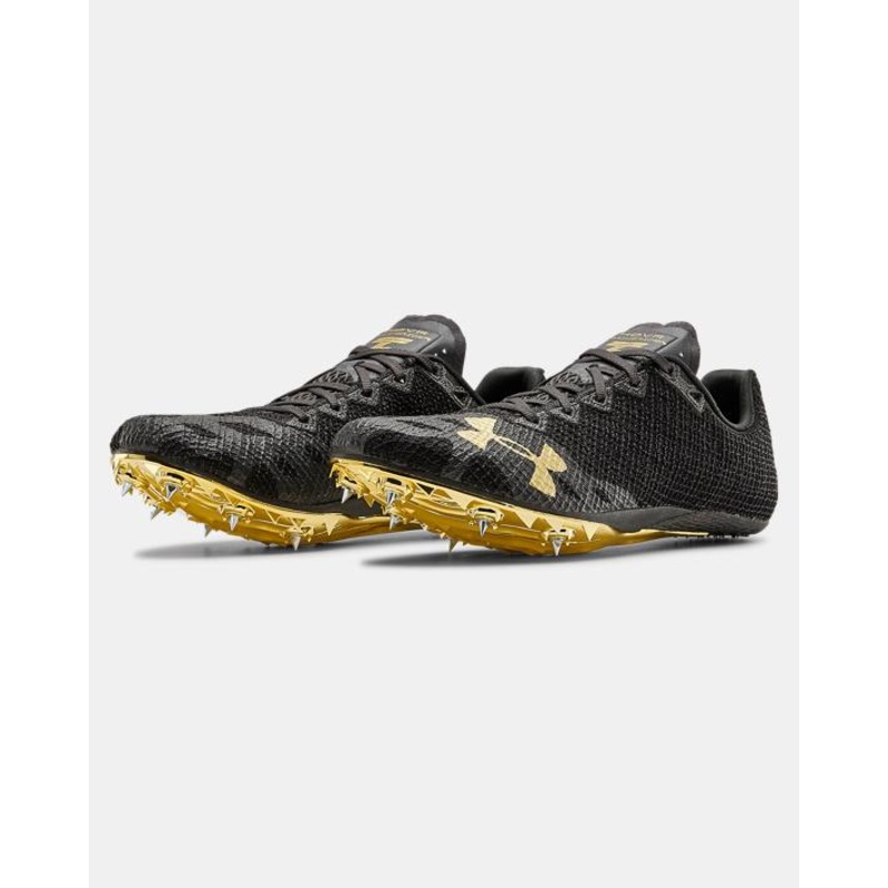 Unisex Adults’ UA HOVR Smokerider Track Spikes – Black/Jet Gray/Metallic Victory Gold