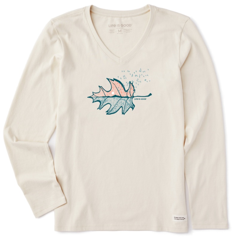 Women’s Autumn Leafscape Long Sleeve Crusher-lite Vee