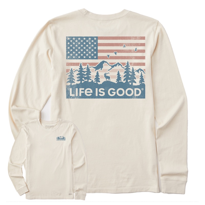 Women’s Flag Mountain Scene Long Sleeve Crusher-LITE Tee