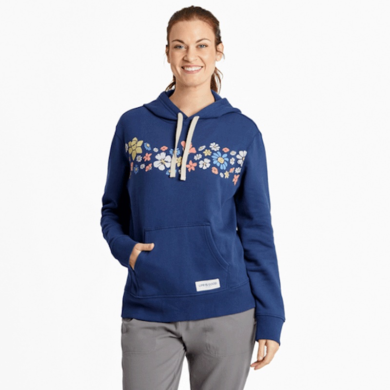 Women’s Spring Wildflower Stripe Simply True Fleece Hoodie