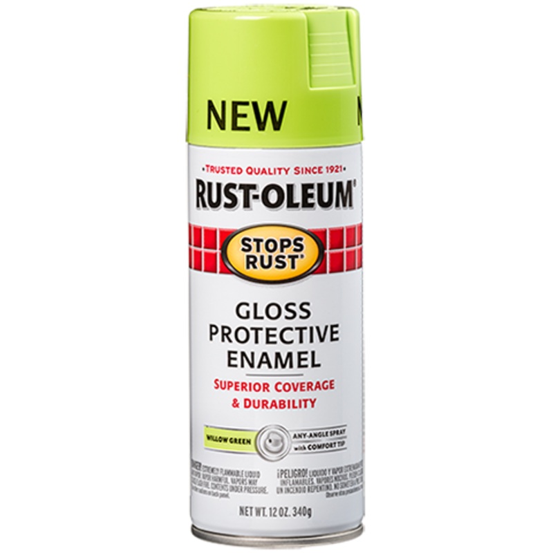 12 OZ Stops Rust Protective Enamel Spray Paint – Gloss Willow Green