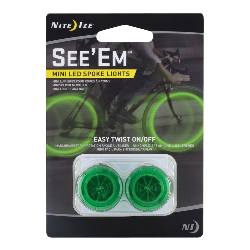 See`em Mini Led Spoke Lights, 2 Pack Green