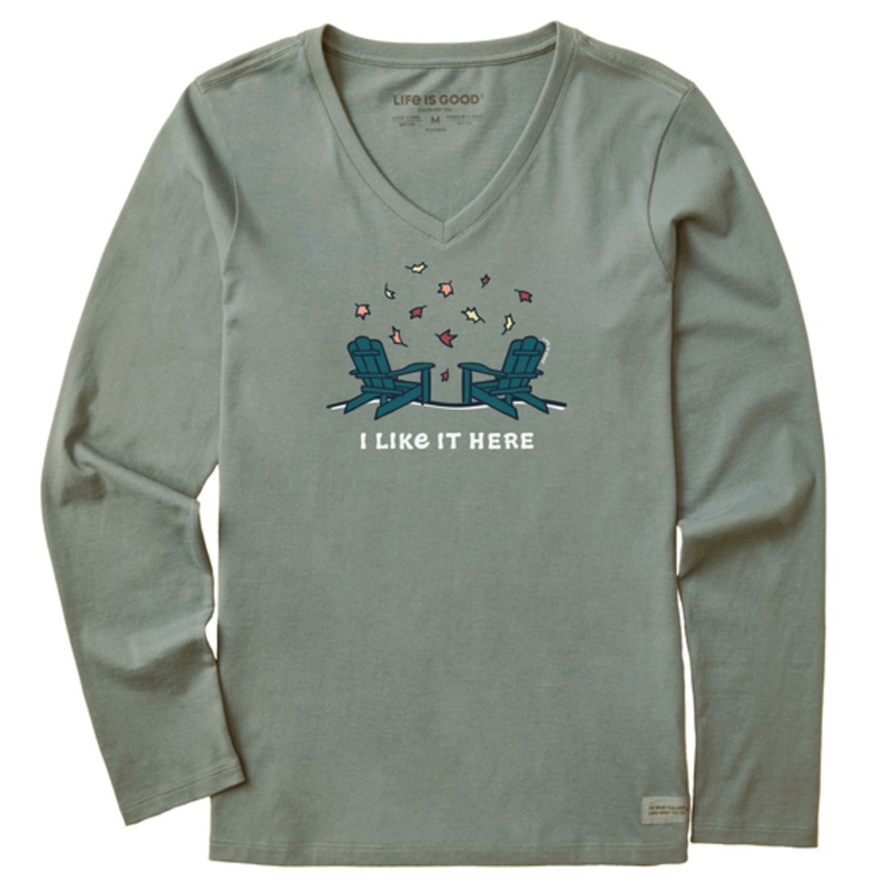 Women’s Adirondacks I Like It Here Fall Long Sleeve Crusher Vee