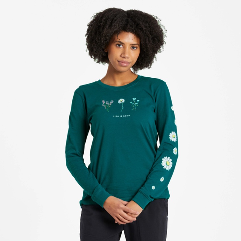 Women’s Detailed Wildflowers Long Sleeve Crusher Tee