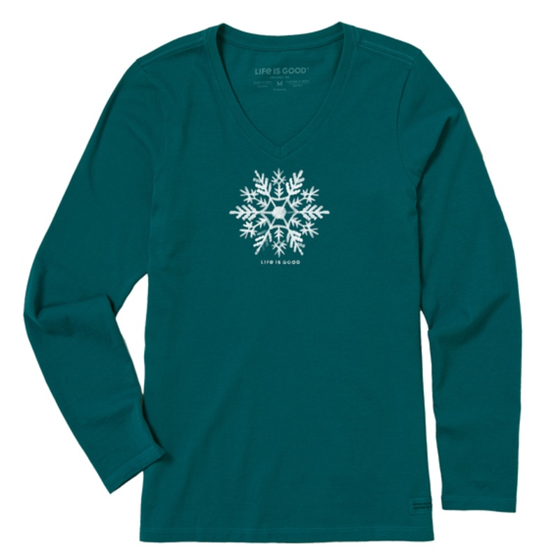 Women’s Watercolor Snowflake Long Sleeve Crusher Vee
