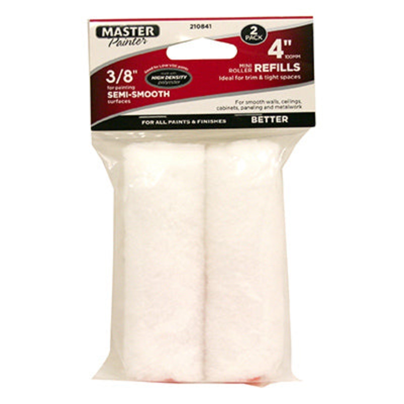 4 in. x 3/8 in. Mini Paint Roller Covers – White Knit – 2 PACK