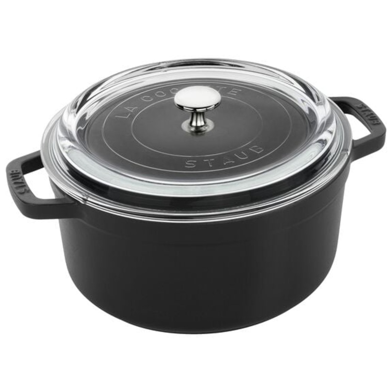 4 Qt Round Glass Lid Cocotte|Black Matte|Cherry|Graphite Grey|Turquoise|White|White Truffle|4 QT