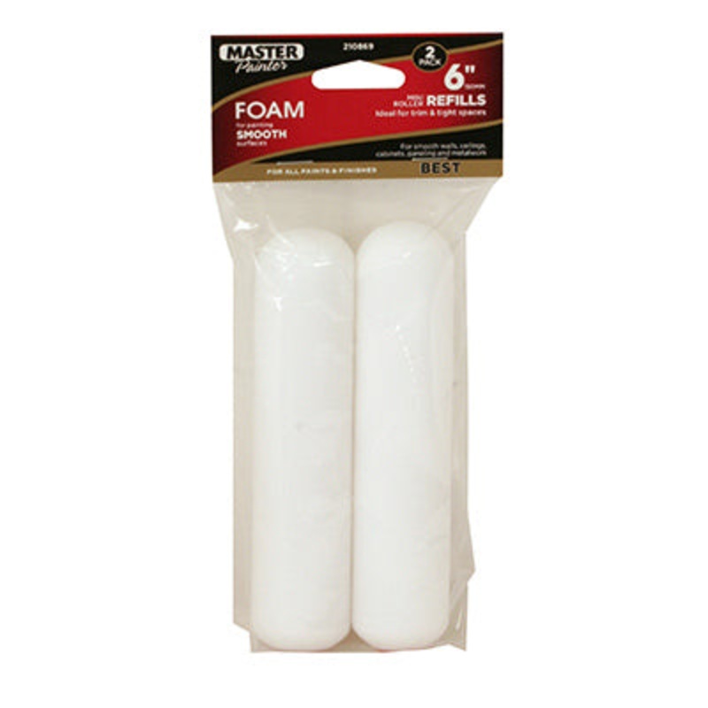 6-1/2 in. Paint Roller Covers – High-Density Foam – 2 PACK